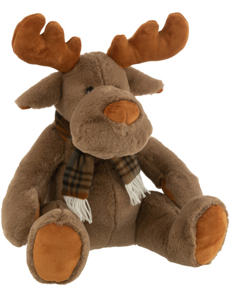 Décoration de Noël Renne avec écharpe 30 cm en Polyester Marron - 1