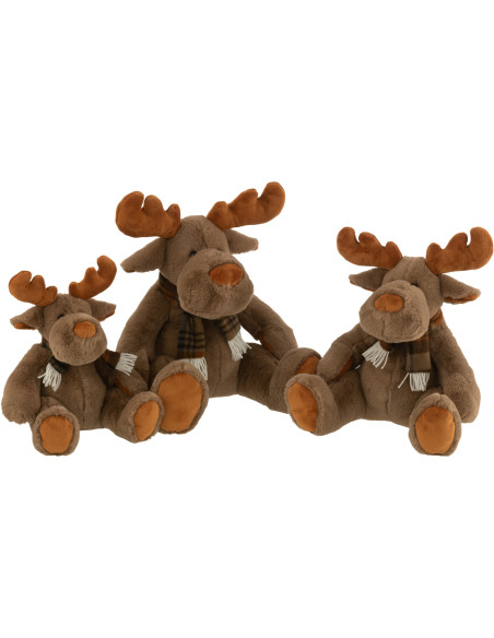 Décoration de Noël Renne avec écharpe 30 cm en Polyester Marron - 2