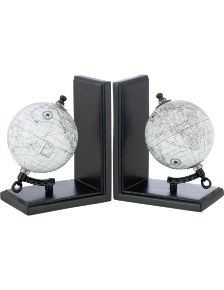 Serre livres Globe terrestre en bois noir 18 cm - 1