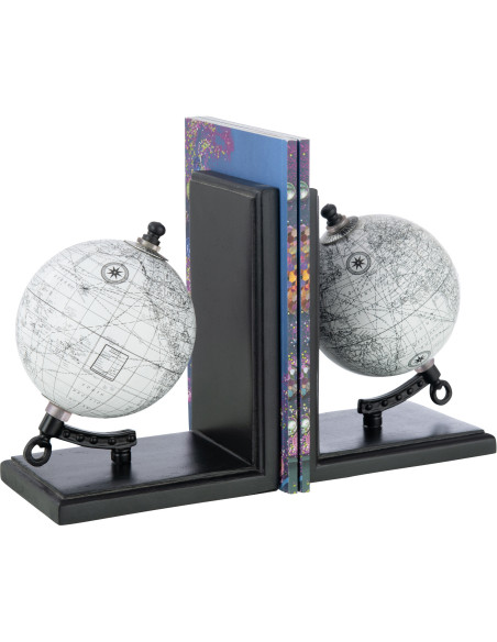 Serre livres Globe terrestre en bois noir 18 cm - 2
