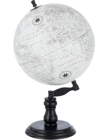 Globe terrestre décoratif Columbus Hauteur 50 cm en Bois de manguier Noir Plastique Gris Noir - 1
