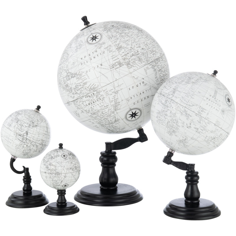 Globe terrestre décoratif Columbus Hauteur 50 cm en Bois de manguier Noir Plastique Gris Noir - 2