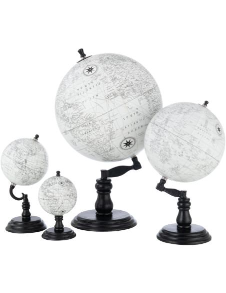 Globe terrestre décoratif Columbus Hauteur 50 cm en Bois de manguier Noir Plastique Gris Noir - 2