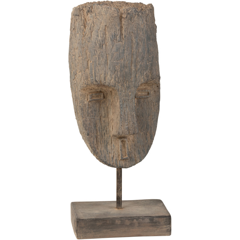 Décoration sur pied Masque Ethnique 70 cm Volpora en Magnésium Résine Beige - 1