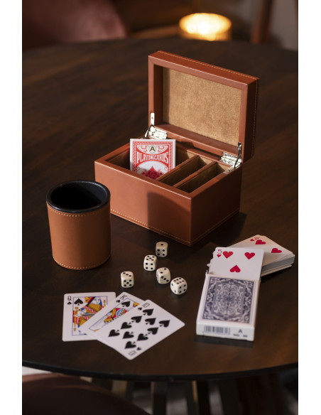 Coffret Jeux de cartes en simili cognac - 2