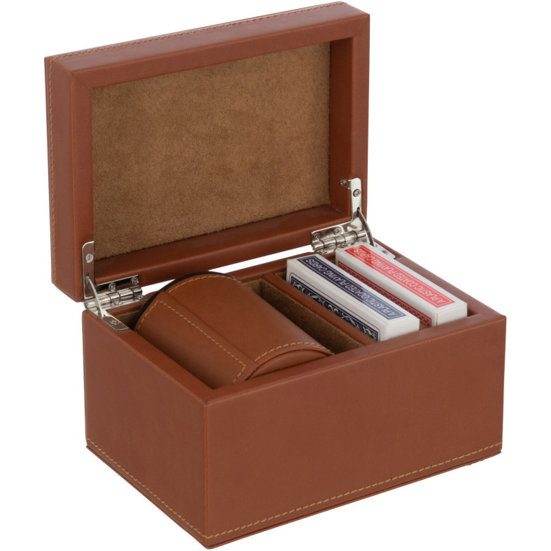Coffret Jeux de cartes en simili cognac - 3