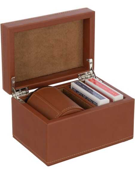 Coffret Jeux de cartes en simili cognac - 3