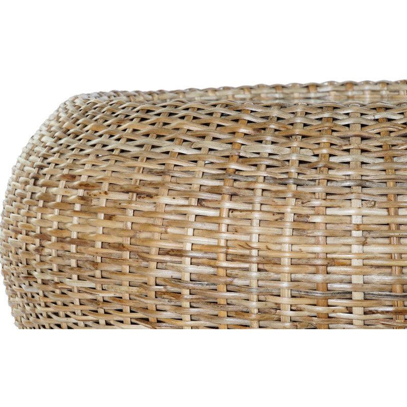 Table basse balinaise Ronde en Verre Transparent Rotin Naturel Tressé Taksu - 3