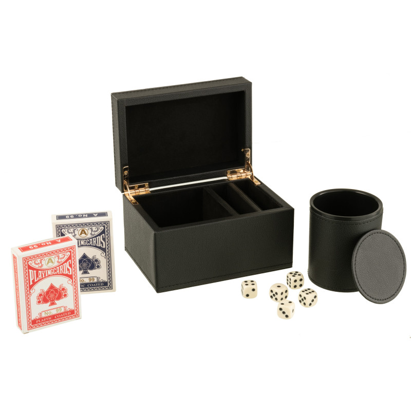 Coffret Jeux de cartes en simili noir - 3