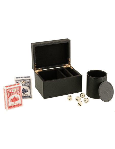Coffret Jeux de cartes en simili noir - 3