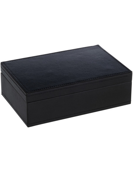 Boite à bijoux en simili noir avec miroir 18x12 cm - 1