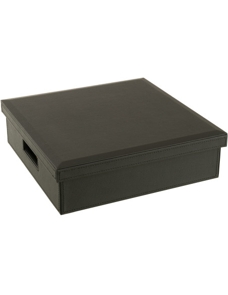 Coffret jeu d'échecs et cartes en simili noir 35 cm - 7