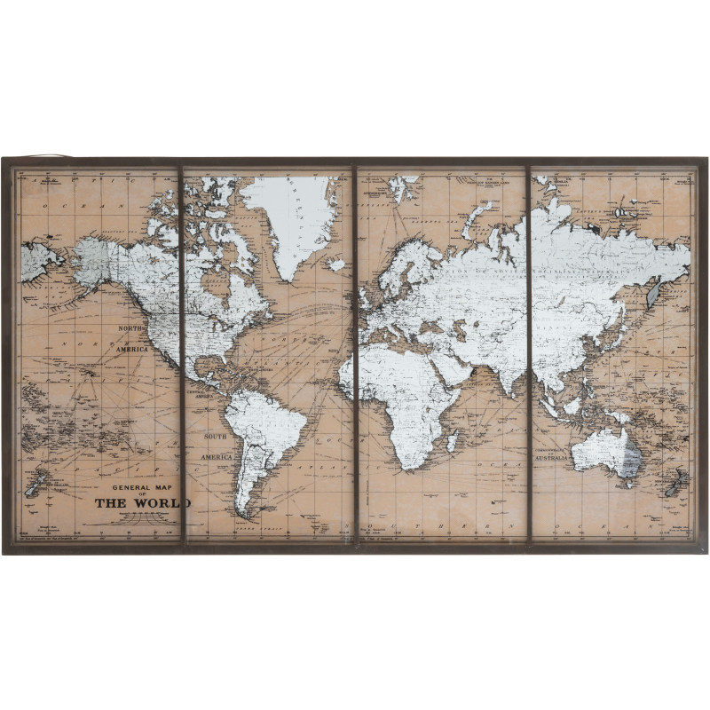 Carte du monde sous verre XL Rectangulaire World avec cadre en Métal Bronze 145x80 - 1