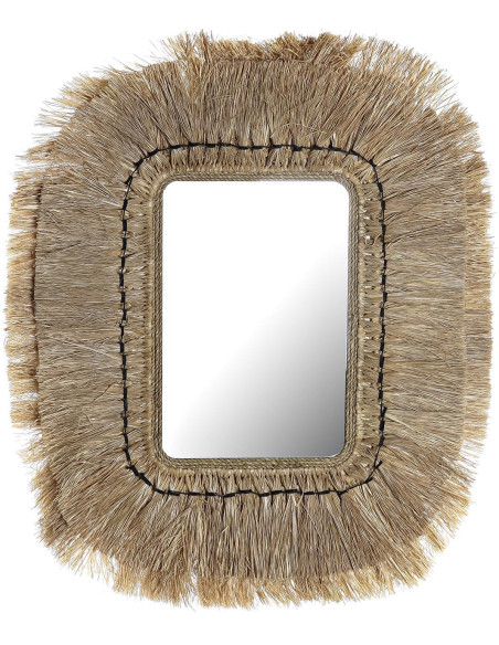Miroir balinais Mural Rectangulaire 50x60 en Jute Naturel Qadir - 1
