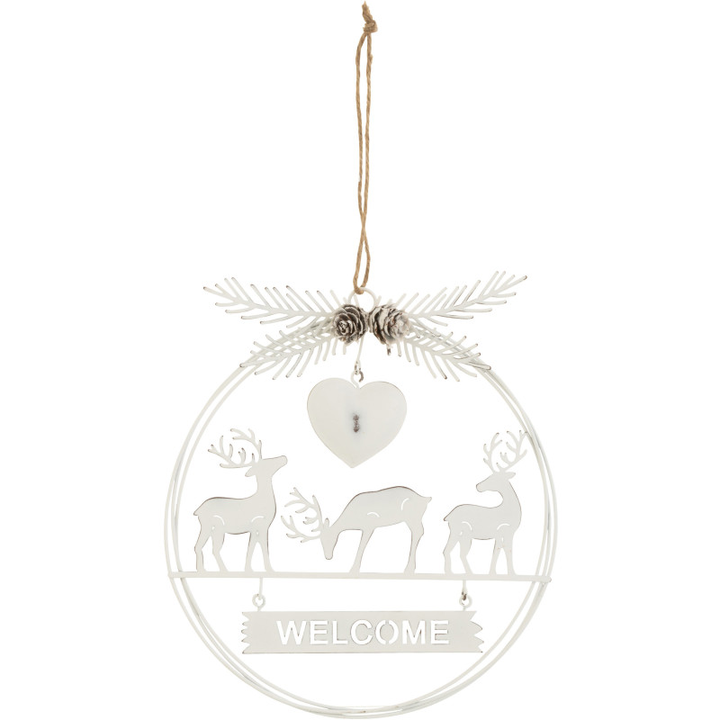 Suspension de Noël Welcome Hauteur 20 cm en Métal Blanc - 1