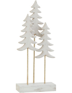 Objet déco à poser Sapins de Noël Hauteur 30 cm en Bois d'eucalyptus Blanc Métal Doré - 1