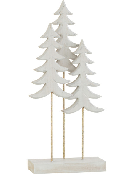 Décoration sur pied Sapins de Noël Hauteur 35 cm en Bois d'eucalyptus Blanc Métal Doré - 1