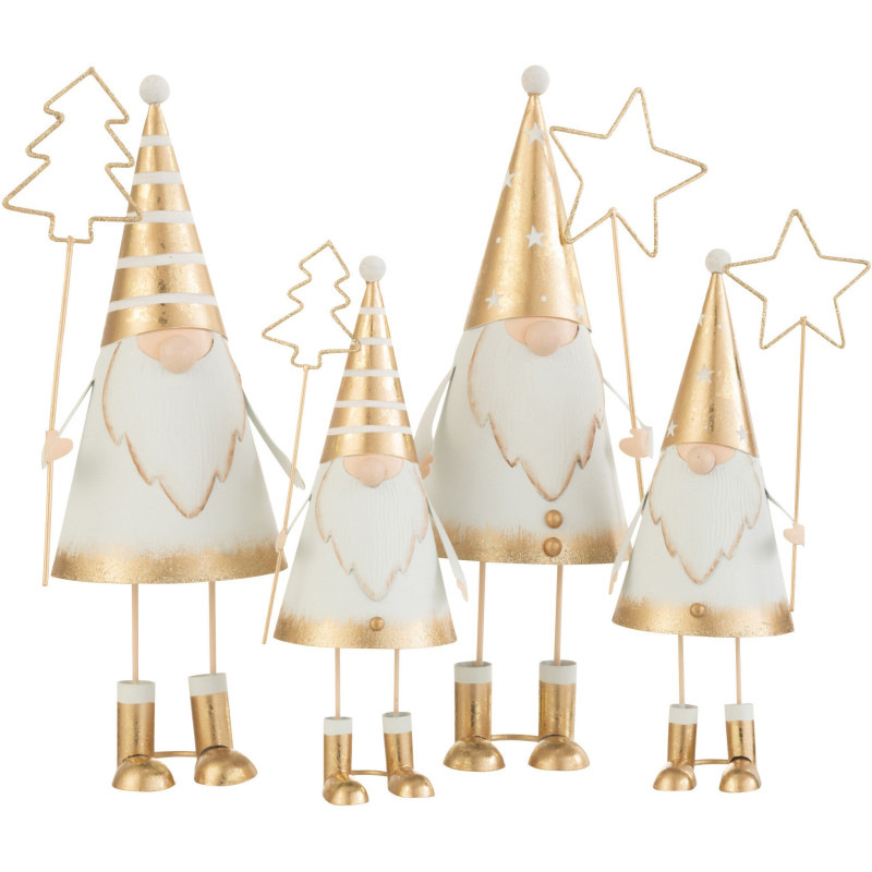 Décoration de Noël Père Noël Sapin & Étoile 30 cm en Métal Blanc Doré (Lot de 2) - 2