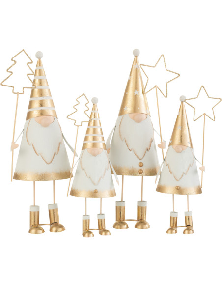 Décoration de Noël Père Noël Sapin & Étoile 30 cm en Métal Blanc Doré (Lot de 2) - 2