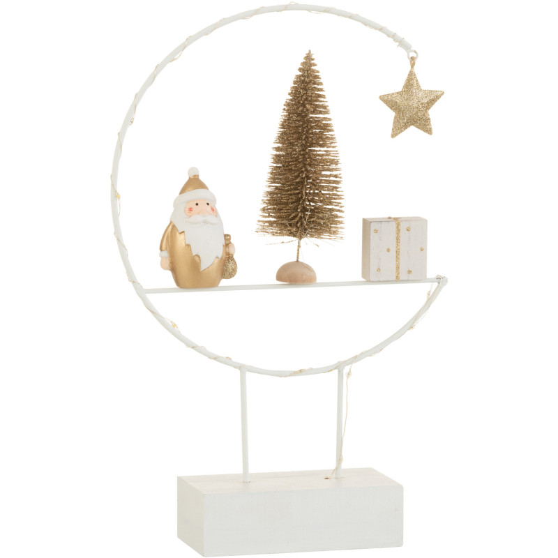Décoration sur pied lumineuse led Père Noël 30 cm en Bois Blanc Doré - 2