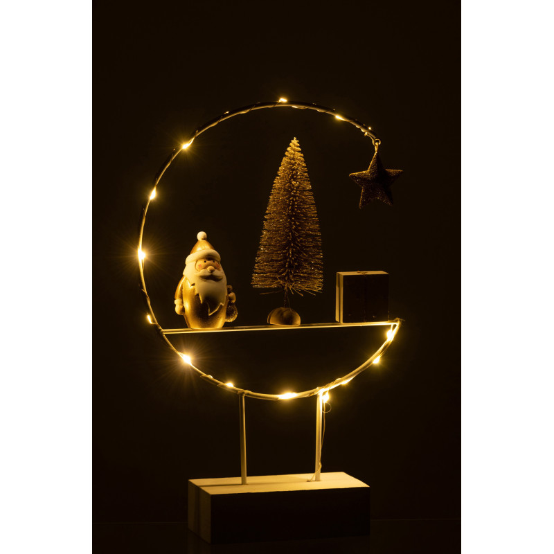 Décoration sur pied lumineuse led Père Noël 30 cm en Bois Blanc Doré - 3