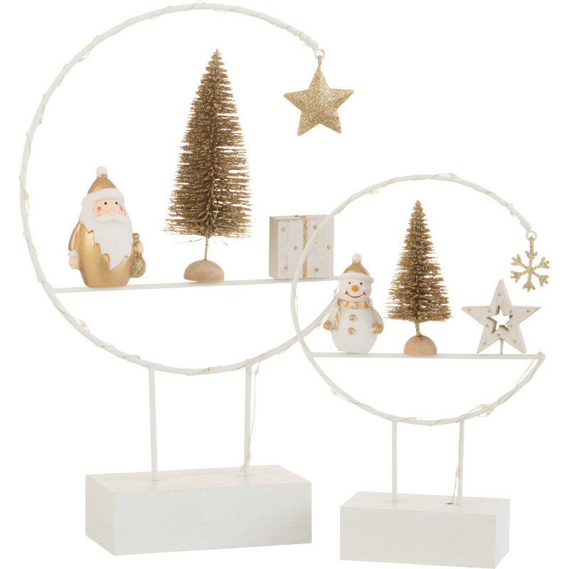 Décoration sur pied lumineuse led Père Noël 30 cm en Bois Blanc Doré - 4