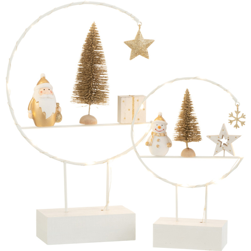 Décoration sur pied lumineuse led Père Noël 30 cm en Bois Blanc Doré - 5