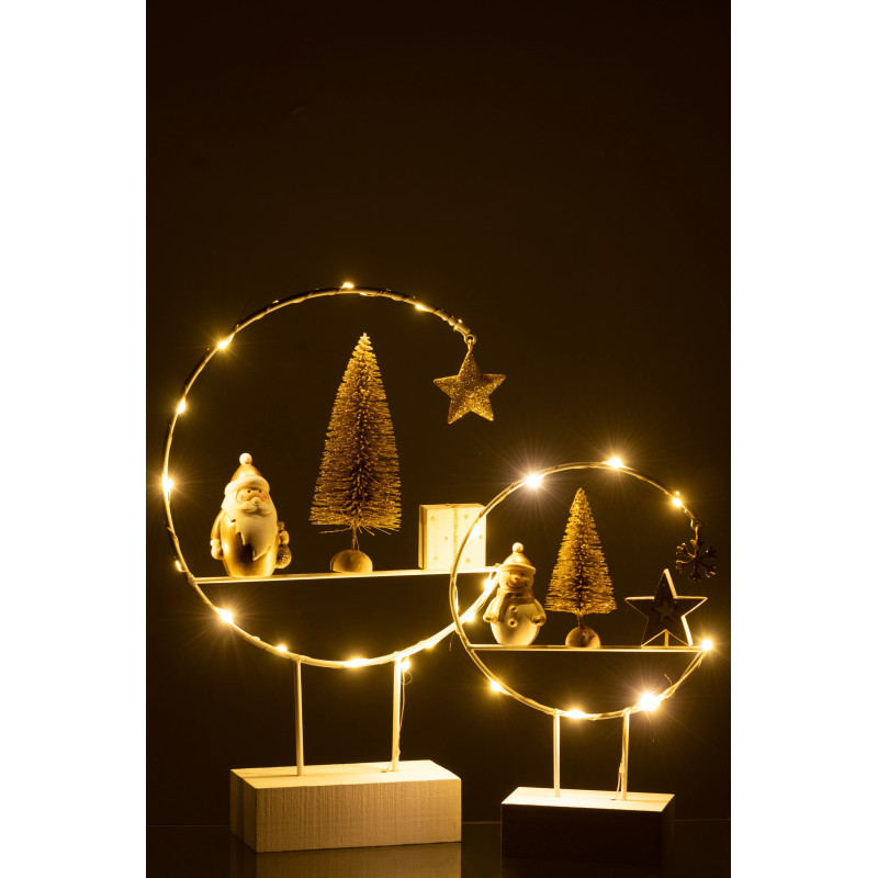 Décoration sur pied lumineuse led Père Noël 30 cm en Bois Blanc Doré - 6