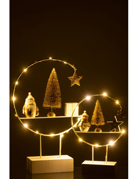 Décoration sur pied lumineuse led Père Noël 30 cm en Bois Blanc Doré - 6