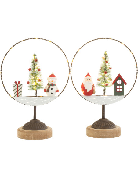 Décoration sur pied lumineuse Led Père Noël & Bonhomme de neige en Bois Métal (Lot de 2) - 2