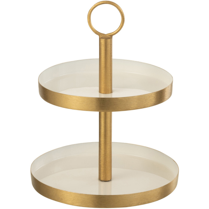 Présentoir pour gâteau Rond 2 étages Cypress en Métal Blanc Doré - 1