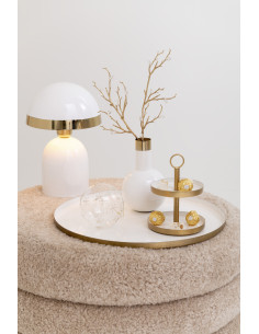 Présentoir pour gâteau Rond 2 étages Cypress en Métal Blanc Doré - 1 2