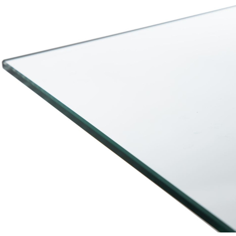 Table à manger Rectangulaire 6 personnes en Verre Transparent Métal Noir Bois de hêtre Naturel Dianna - 3