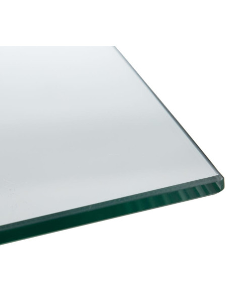 Table à manger Rectangulaire 6 personnes en Verre Transparent Métal Noir Bois de hêtre Naturel Dianna - 6