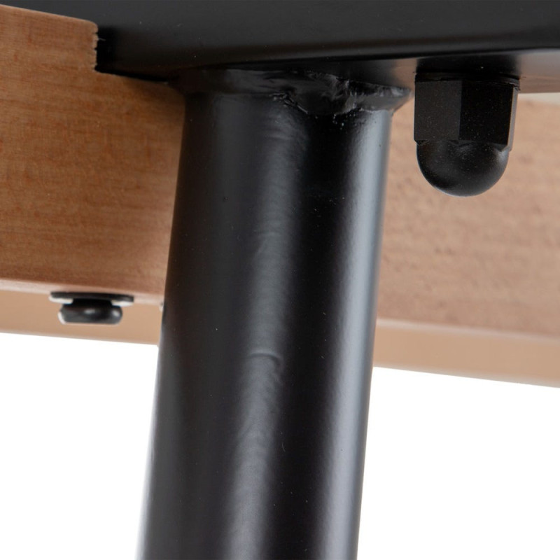 Table à manger Rectangulaire 6 personnes en Verre Transparent Métal Noir Bois de hêtre Naturel Dianna - 7