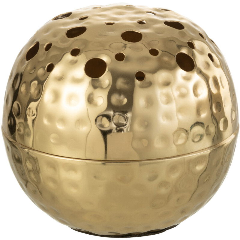 Vase Rond Celosia Hauteur 15 cm en Métal Doré - 1