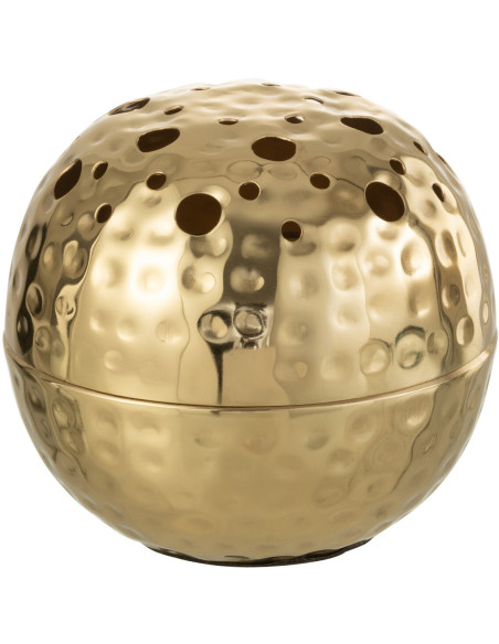 Vase Rond Celosia Hauteur 15 cm en Métal Doré - 1