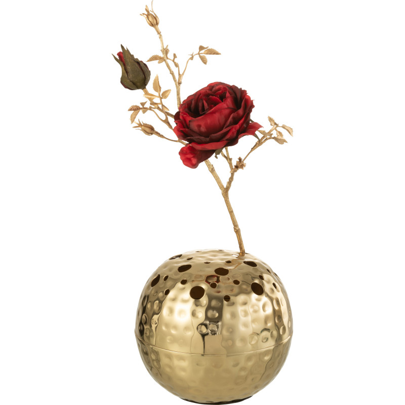 Vase Rond Celosia Hauteur 15 cm en Métal Doré - 2