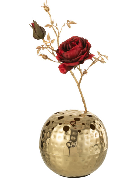 Vase Rond Celosia Hauteur 15 cm en Métal Doré - 2