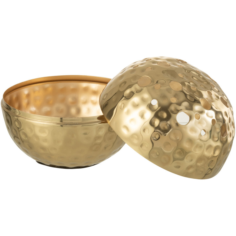 Vase Rond Celosia Hauteur 15 cm en Métal Doré - 3
