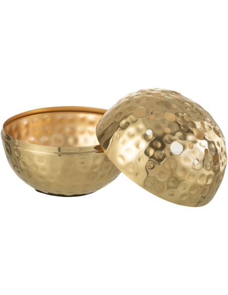 Vase Rond Celosia Hauteur 15 cm en Métal Doré - 3
