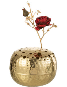 Vase Rond Celosia Hauteur 20 cm en Métal Doré - 1 2