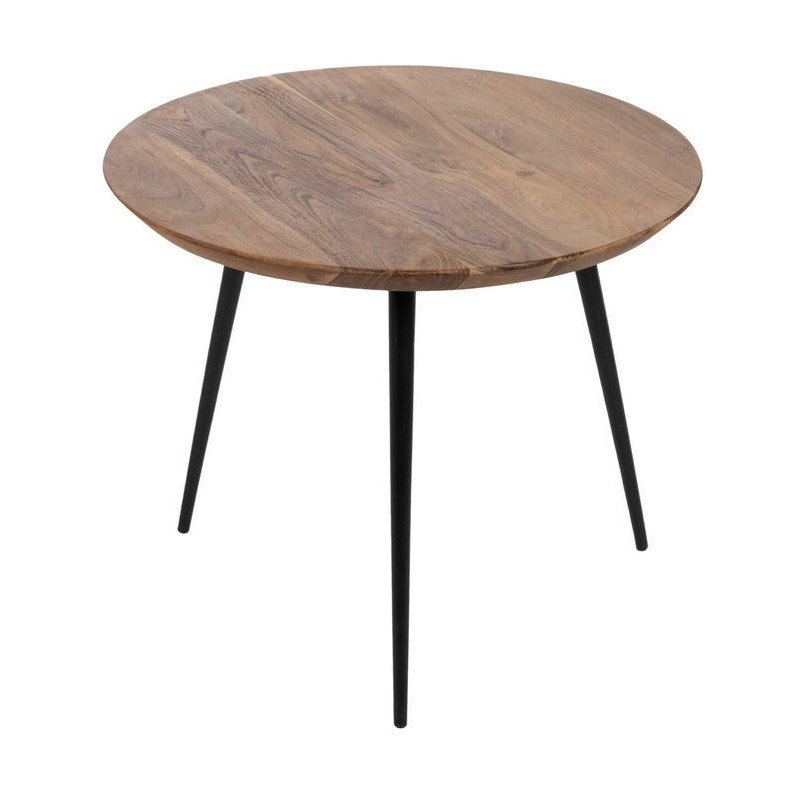 Lot de 3 tables basses gigognes rondes acacia naturel métal noir Tonya Ixia - 3
