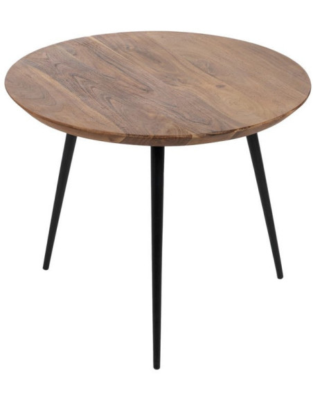 Lot de 3 tables basses gigognes rondes acacia naturel métal noir Tonya Ixia - 3