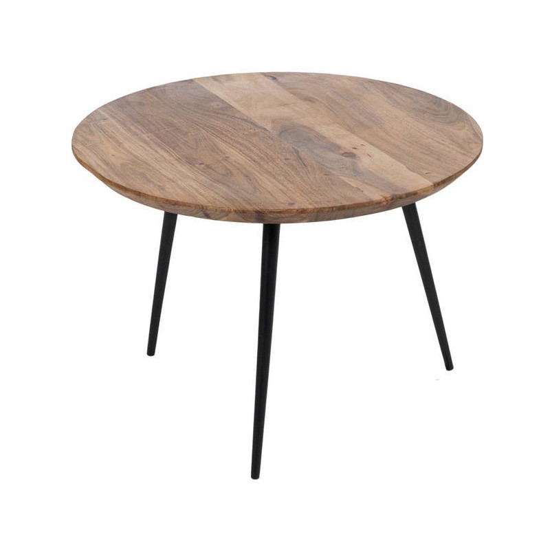 Lot de 3 tables basses gigognes rondes acacia naturel métal noir Tonya Ixia - 4