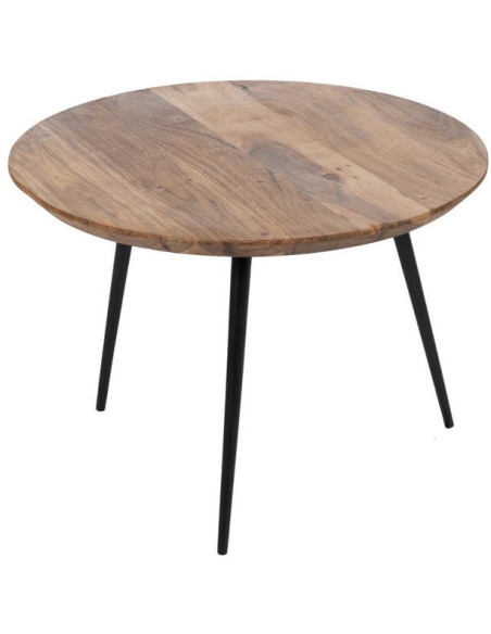 Lot de 3 tables basses gigognes rondes acacia naturel métal noir Tonya Ixia - 4