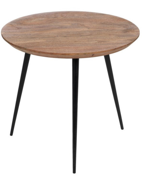 Lot de 3 tables basses gigognes rondes acacia naturel métal noir Tonya Ixia - 5