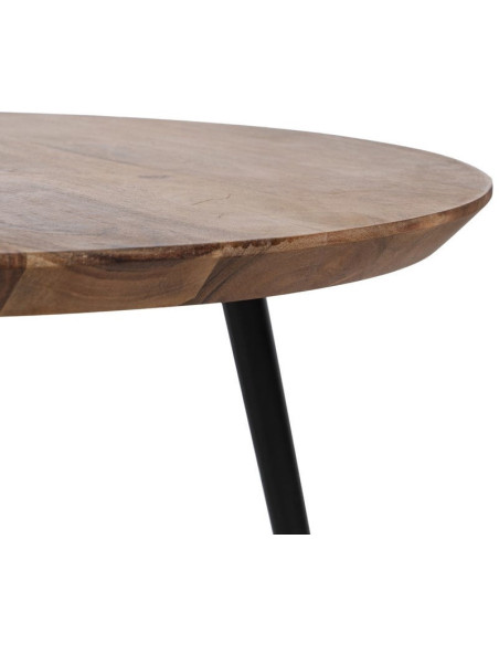 Lot de 3 tables basses gigognes rondes acacia naturel métal noir Tonya Ixia - 7