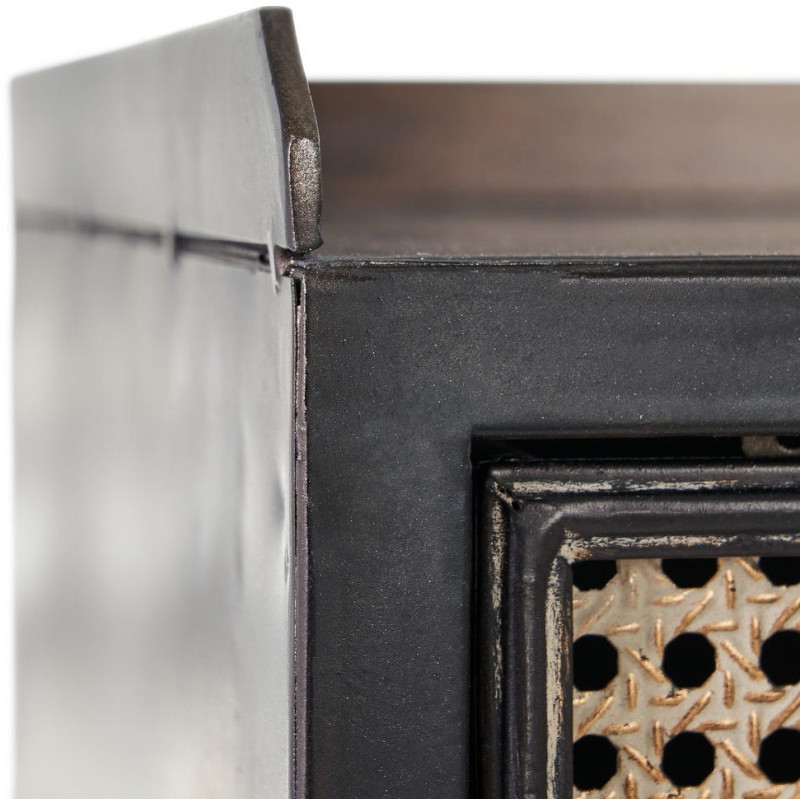 Console 2 tiroirs 2 étagères en Métal Noir Doré Effet rotin Brick - 5