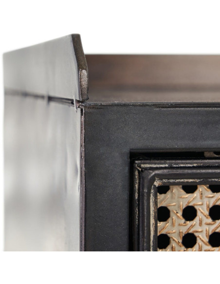 Console 2 tiroirs 2 étagères en Métal Noir Doré Effet rotin Brick - 5